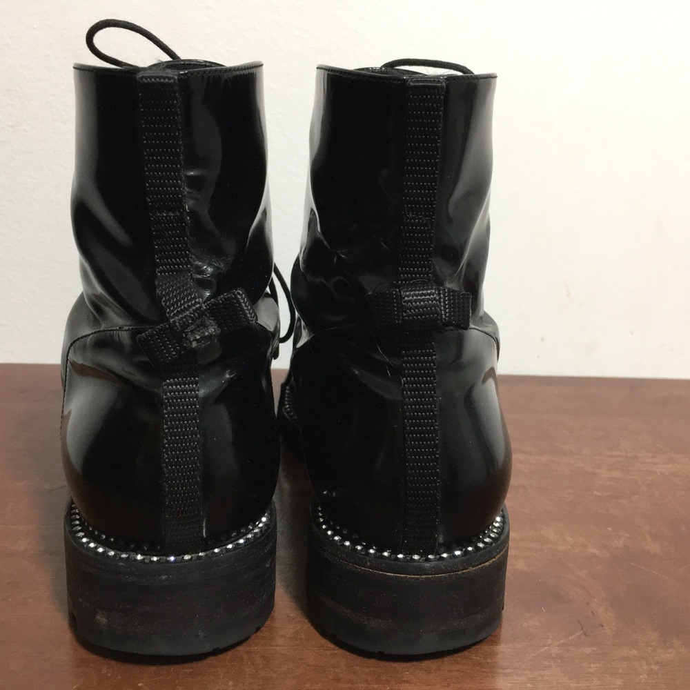 Christian Dior Leather Boots. With Rhinestones And Leather Laces And Lug Soles - Picture 4 of 13